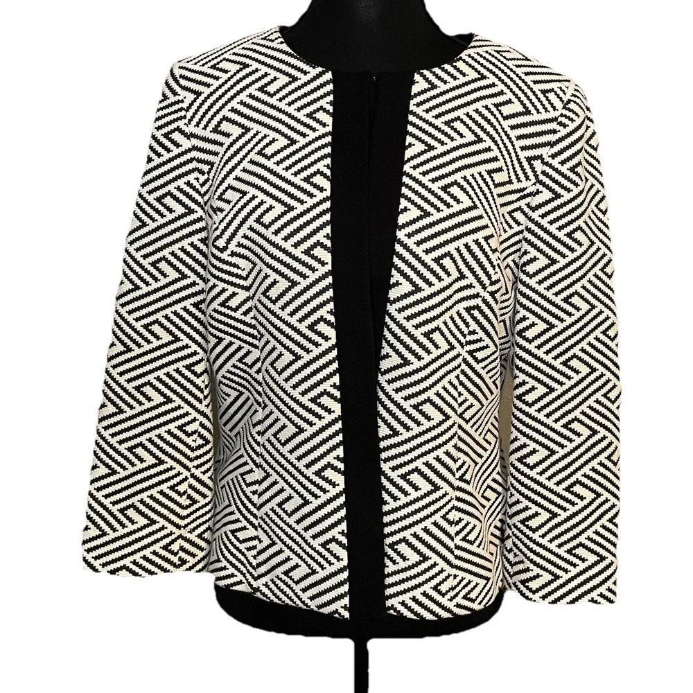 Tahari ASL Geo-Print Jacquard Blazer Petite Size 8P - Picture 1 of 7